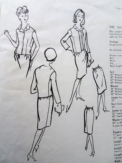 1960s CHIC Irene Galitzine Suit and Blouse PatternVOGUE Couturier Design 1320 Lovely Slim Suit and Overblouse Bust 31 Vintage Sewing Pattern + Sew In Label