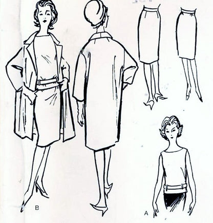 60s Classy SIMONETTA Evening 2 Pc Cocktail Dress and Coat Pattern VOGUE Paris Original 1344 Bust 32 Vintage Sewing Pattern FACTORY FOLDED
