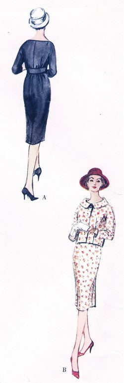 50s CHIC Slim Cocktail Dress and Jacket Pattern VOGUE COUTURIER Design 138 Very Pretty Style Bust 34 Vintage Sewing Pattern