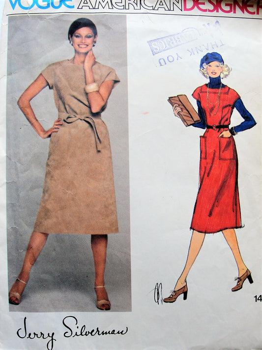 1970s CLASSY Jerry Silverman Dress or Jumper Pattern VOGUE American Designer 1401 Perfect For Ultra Suede Bust 32 Vintage Sewing Pattern
