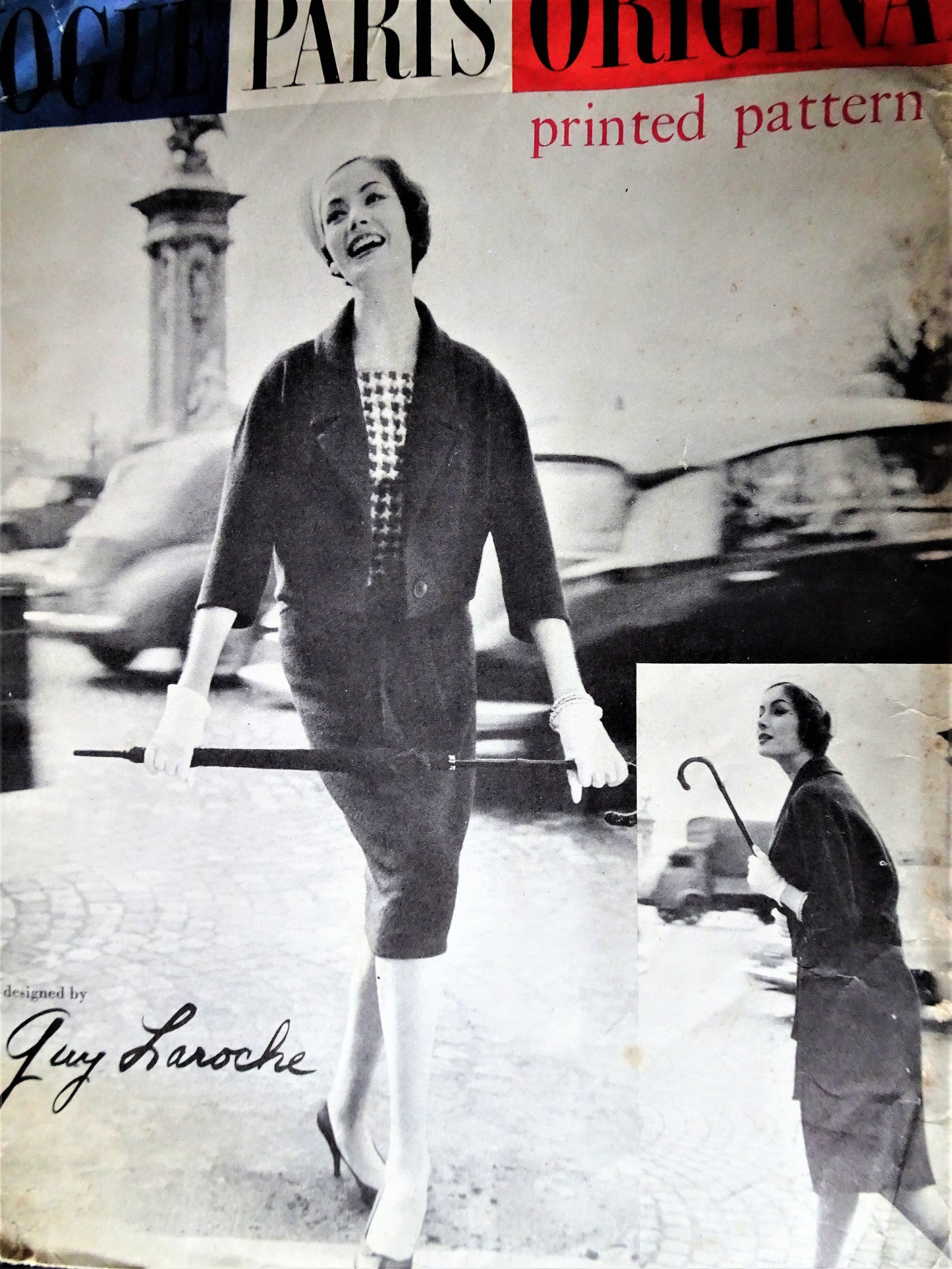 1950s GUY LAROCHE Dress and Jacket Pattern VOGUE Paris Original 1416 Stunning Slim Dress, Bloused Back Jacket Bust 31 Vintage Sewing Pattern