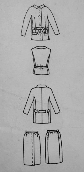 1960s CLASSY Laroche Suit and Blouse Pattern VOGUE PARIS Original 1416 Longer Length Suit Jacket,Overblouse Slim Skirt Bust 32 Vintage Sewing Pattern