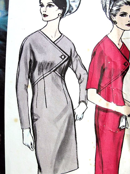 1960s ELEGANT Rodriguez Coat and Dress Pattern VOGUE Couturier Design 1458 Day or Cocktail Evening Slim Dress Double Breasted Coat Bust 34 Vintage Sewing Pattern FACTORY FOLDED