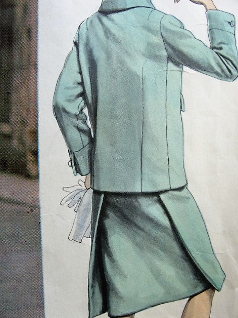 1960s MOD Patou Suit Pattern VOGUE PARIS Original 1482  Slim Skirt With Front Apron, Boxy Jacket Bust 34 Vintage Sewing Pattern