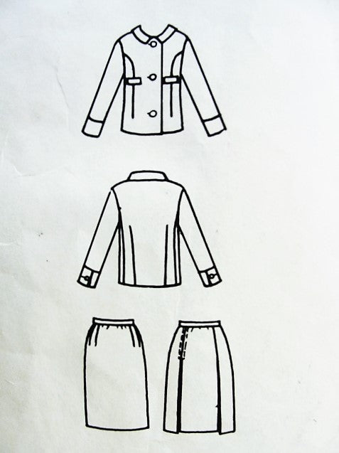 1960s MOD Patou Suit Pattern VOGUE PARIS Original 1482  Slim Skirt With Front Apron, Boxy Jacket Bust 34 Vintage Sewing Pattern