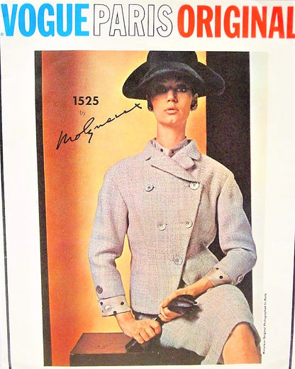 1960s STUNNING MOLYNEUX Slim Suit and Blouse Pattern VOGUE Paris Original 1525 Lovely Design Details Bust 32 Vintage Sewing Pattern