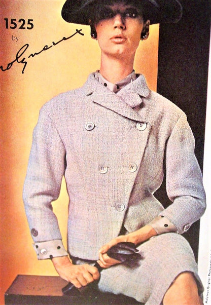 1960s STUNNING MOLYNEUX Slim Suit and Blouse Pattern VOGUE Paris Original 1525 Lovely Design Details Bust 32 Vintage Sewing Pattern