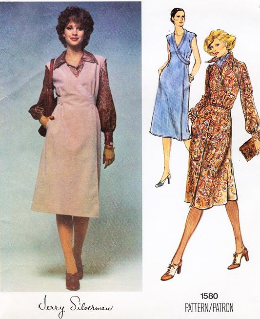 1970s JERRY SILVERMAN Classy Dress or Jumper Pattern VOGUE AMERICAN DESIGNER 1580 Perfect For Ultra Suede or Synthetic Leathers  Size 10 Vintage Sewing Pattern