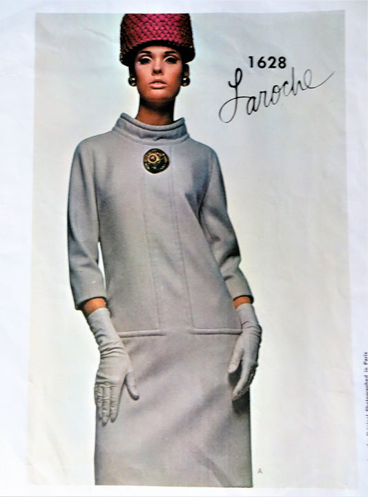 1960s LAROCHE Mod SHIFT Dress Pattern VOGUE PARIS Original 1628 Classy Dress Fab Details Bust 31 Vintage Sewing Pattern FACTORY FOLDED