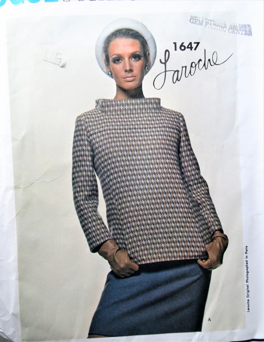 1960s FABULOUS Laroche Dress and Jacket Pattern VOGUE Paris Original 1647 Daytime or Evening Bust 32 Vintage Sewing Pattern FACTORY FOLDED