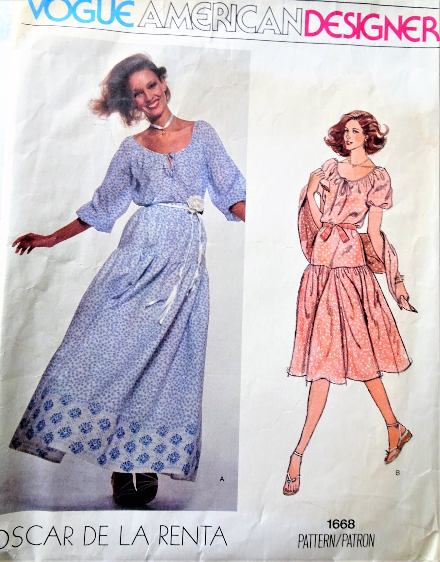 1970s ROMANTIC Oscar De La Renta Blouse,Skirt and Scarf Pattern VOGUE American Designer 1668 Beautiful Day or Evening Lengths Bust 34 Vintage Sewing Pattern