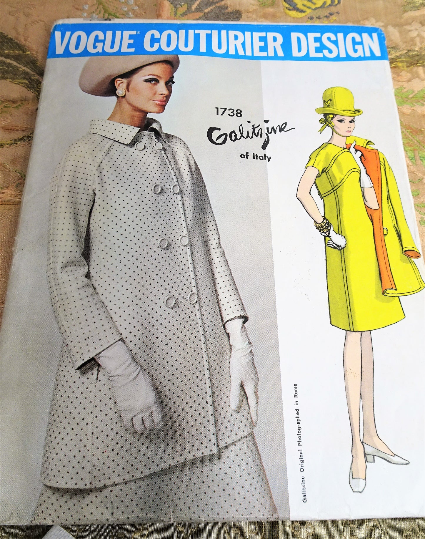 FABULOUS 1960s Galitzine Coat and Dress Pattern  VOGUE Couturier Design 1738 Classy Design Bust 32 Vintage Sewing Pattern