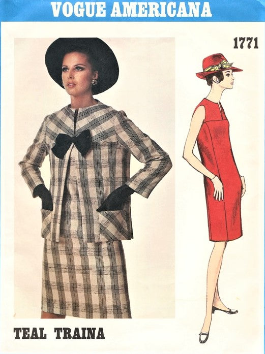 1960s MOD Slim Dress and Jacket Pattern VOGUE AMERICANA 1771 Easy Elegance Daytime or Evening Bust 38 Vintage Sewing Pattern FACTORY FOLDED