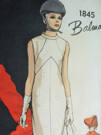 MOD 60s BALMAIN Dress and Jacket  Pattern VOGUE PARIS Original 1845 Geometric Sheath Dress Fitted Jacket Bust 32 Vintage Sewing Pattern