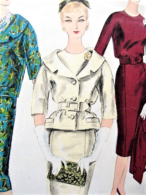 1950s CHIC Slim Dress and Jacket Pattern VOGUE COUTURIER Design 184 Two Jacket Styles Perfect Day or Evening  Bust 34 Vintage Sewing Pattern
