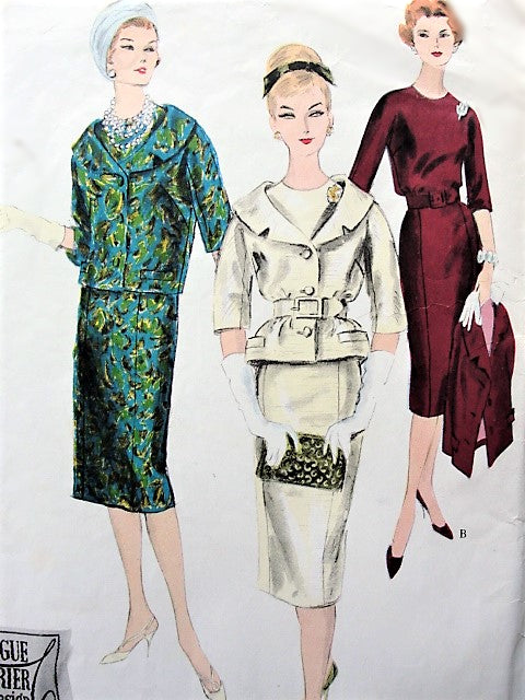 1950s CHIC Slim Dress and Jacket Pattern VOGUE COUTURIER Design 184 Two Jacket Styles Perfect Day or Evening  Bust 34 Vintage Sewing Pattern
