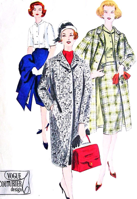 CLASSY 1950s Slim Coat, Skirt and Blouse Pattern VOGUE COUTURIER Design 186 Easy Elegance Bust 36 Vintage Sewing Pattern FACTORY FOLDED