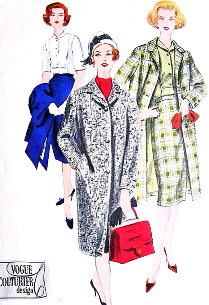 CLASSY 1950s Slim Coat, Skirt and Blouse Pattern VOGUE COUTURIER Design 186 Easy Elegance Bust 36 Vintage Sewing Pattern FACTORY FOLDED