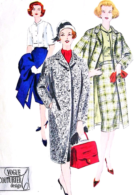 CLASSY 1950s Slim Coat, Skirt and Blouse Pattern VOGUE COUTURIER Design 186 Easy Elegance Bust 36 Vintage Sewing Pattern FACTORY FOLDED