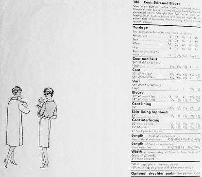 CLASSY 1950s Slim Coat, Skirt and Blouse Pattern VOGUE COUTURIER Design 186 Easy Elegance Bust 36 Vintage Sewing Pattern FACTORY FOLDED
