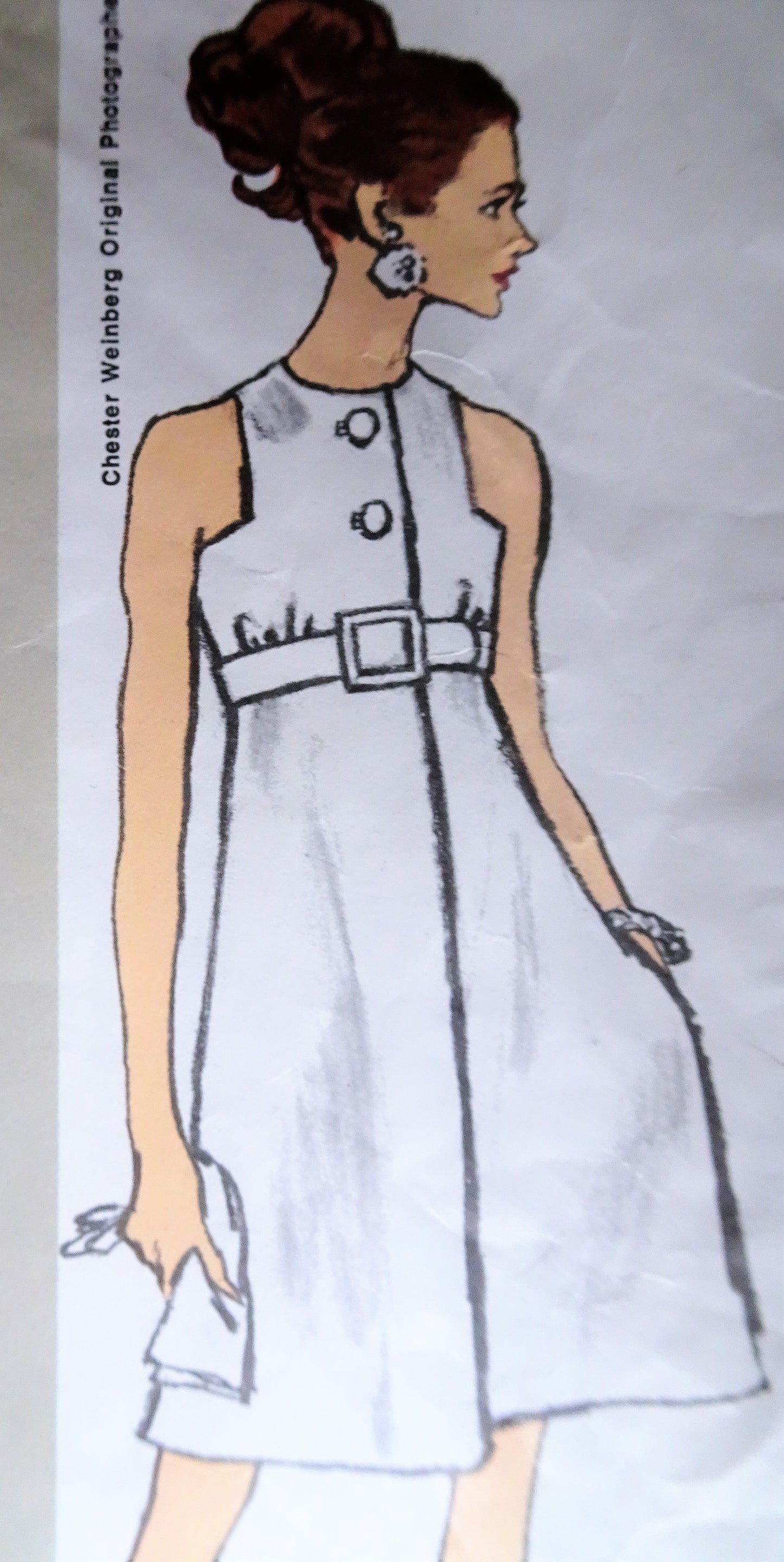 1960s STUNNING Mod Dress Pattern VOGUE AMERICANA 1927 High Waist Step In Dress With Bias Skirt,Cut Away Armholes, Day or Cocktail Evening Dress Bust 32.5 Vintage Sewing Pattern