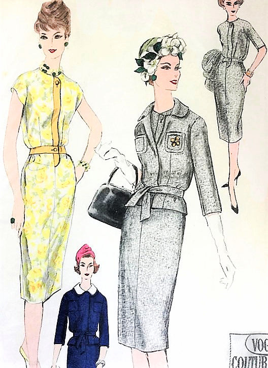 1950s STYLISH Slim Dress and Jacket Pattern VOGUE Couturier Design 200 MICHAEL of ENGLAND  Day or Cocktail Dress Bust 32 Vintage Sewing Pattern