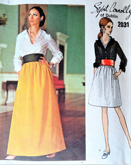 1960s BEAUTIFUL 2 Pc Evening Cocktail Party Dress Pattern VOGUE Couturier Design 2031 Full Length Maxi or Short, Easy Elegance, Bust 32 Vintage Sewing Pattern