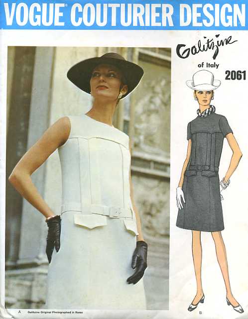 1960s SLEEK Galitzine Slim Dress Pattern VOGUE COUTURIER Design 2061 Day or Evening Size 8 Vintage Sewing Pattern UNCUT