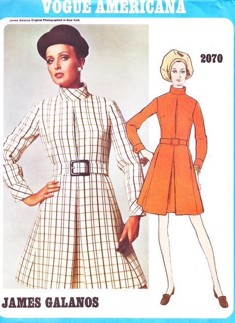 1960s GALANOS Dress Pattern Vogue Americana 2070 Lovely Inverted Pleat Front and Back Unique Design Size 10 Vintage Sewing Pattern FACTORY FOLDED