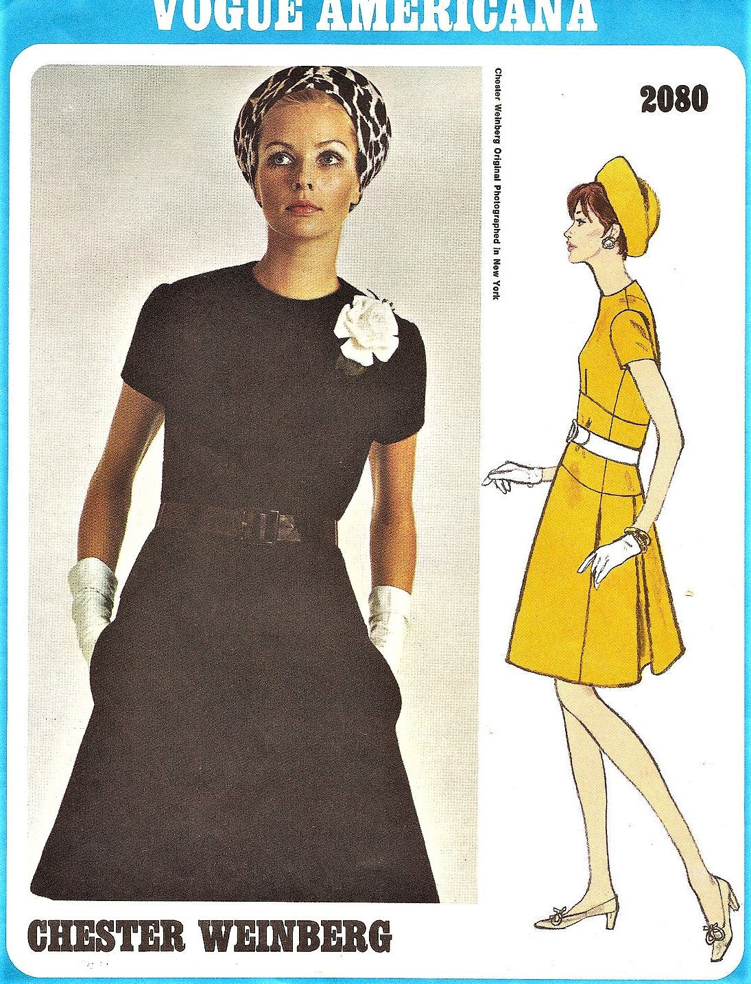 1960s FAB Jewel Neckline Dress Pattern VOGUE Americana 2080 Semi Fitted A Line, Inverted Side Back Pleats Bust 31 Vintage Sewing Pattern FACTORY FOLDED