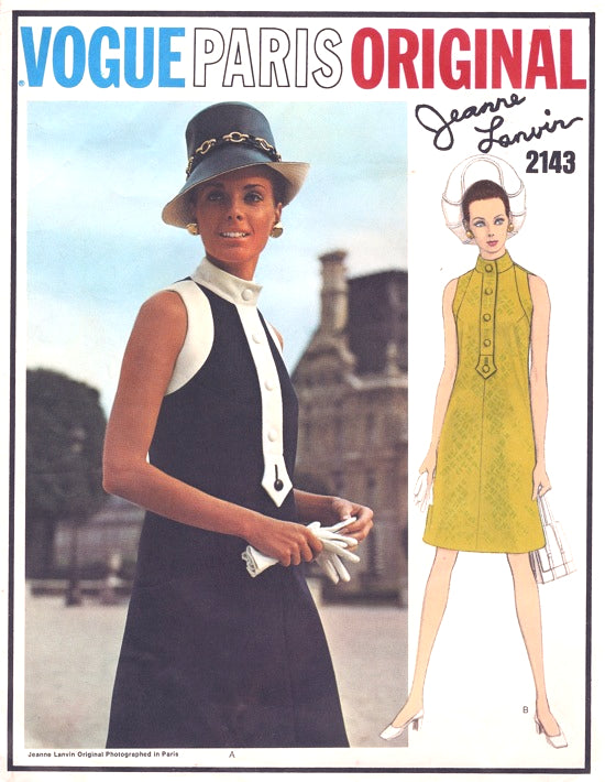 1960s FAB Lanvin Mod Dress Pattern VOGUE PARIS Original 2143 Day or After 5 Bust 34 Vintage Sewing Pattern