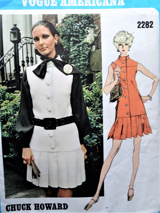 1970s FABULOUS Drop Waist Dress or Jumper and Blouse Pattern VOGUE Americana 2282 Bust 36 Vintage Sewing Pattern FACTORY FOLDED