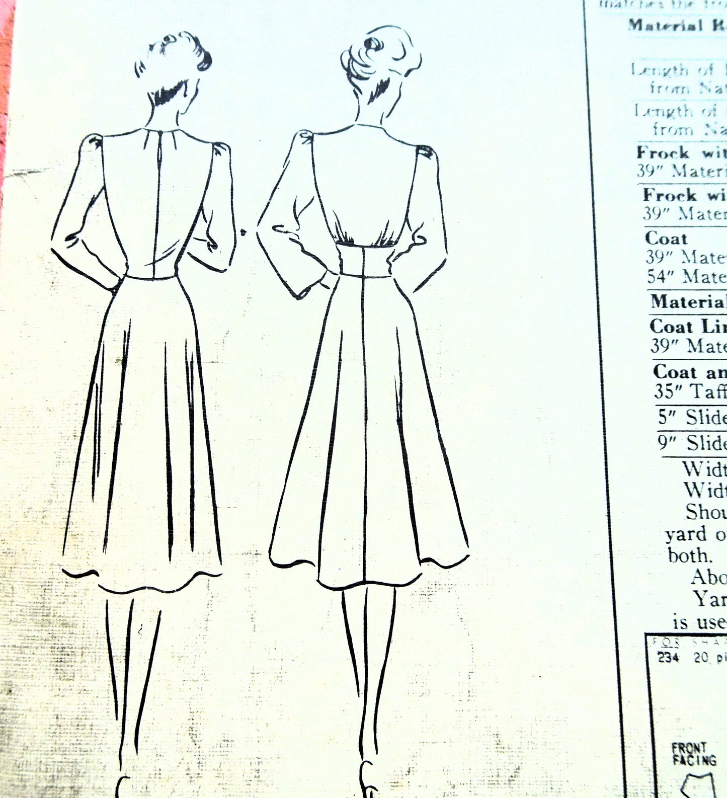 RARE Late 1930s FABULOUS Dress and Coat Pattern VOGUE Couturier Model 234 Beautiful Styles Bust 32 Vintage Sewing Pattern