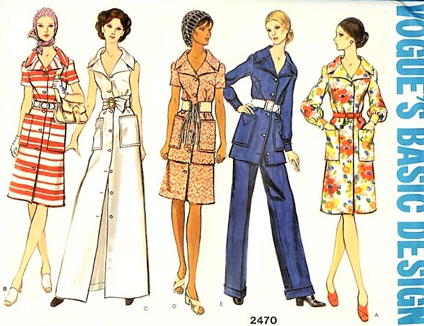 1970s RETRO Shirtdress Safari Maxi Dress and Trousers Jacket Pattern VOGUE Basic Design 2470 Very  Moschino Design Bust 32 Vintage Sewing Pattern