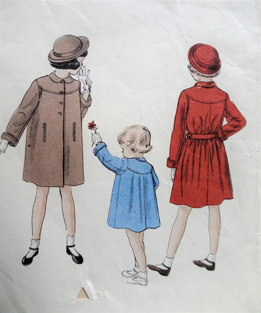 1950s ADORABLE Girls Coat Pattern VOGUE 2563 Sweet Style Size 8 Vintage Childrens Sewing Pattern