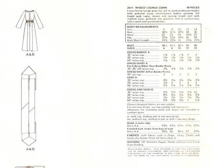 1970s Vogue Paris Original 2611 Pattern Lanvin Hip Maxi Peasant Boho Style Dress Scoop Neck Evening or Lounging Bust 32.5 Vintage Sewing Pattern UNCUT