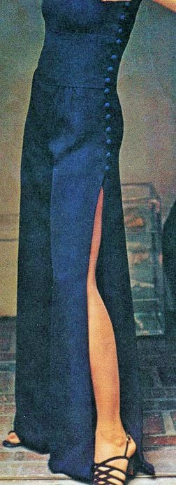 1970s Disco Sizzling DIOR Jumpsuit Pattern VOGUE Paris Original 2642 Stunning Side Slit Wide Leg Palazzo Evening Party Bust 32 Vintage Sewing Pattern