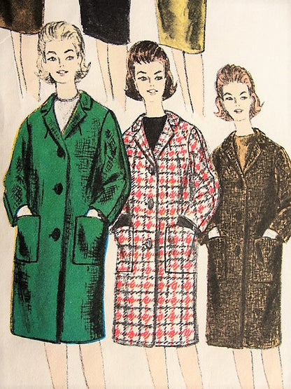 1960s CLASSY Proportioned Coats  Jackets Pattern VOGUE 3017 Four Fabulous Designs Day or Evening Bust 32 Vintage Sewing Pattern