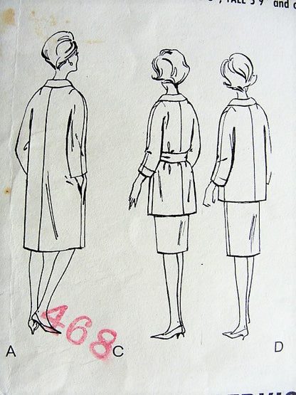 1960s CLASSY Proportioned Coats  Jackets Pattern VOGUE 3017 Four Fabulous Designs Day or Evening Bust 32 Vintage Sewing Pattern