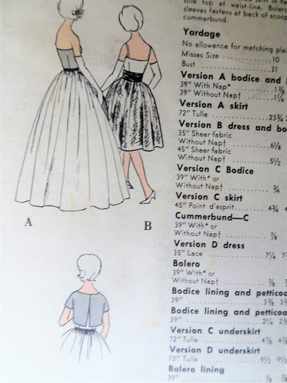 1960s DREAMY Evening Gown or Bridesmaid Dress and Bolero Jacket Pattern VOGUE Special Design 4312 Stunning Strapless or Straps Full Skirted Cocktail Party Dress,2 Lengths, Bust 32 Vintage Sewing Pattern