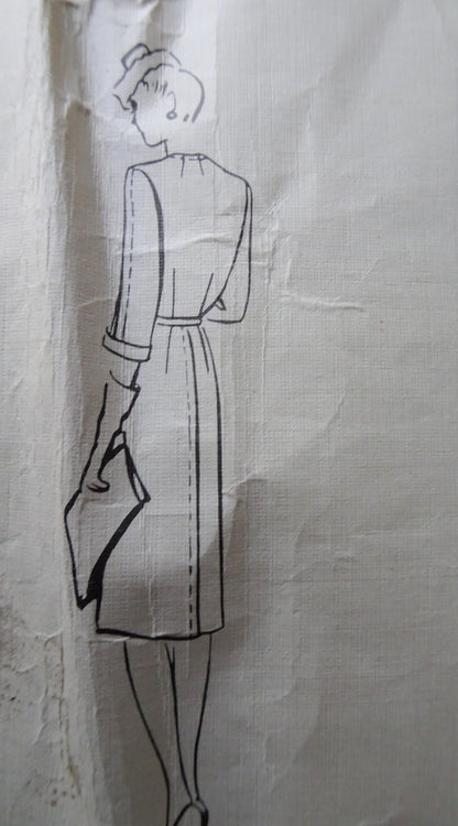 1940s FABULOUS Dress and Dickey Pattern VOGUE Couturier Design 325 Slim Dress Day or After 5, Bust 38 Vintage Sewing Pattern