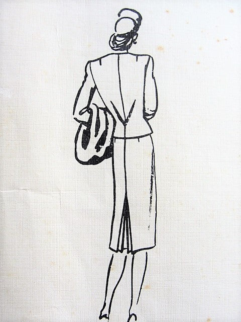 1940s CHIC Suit Pattern VOGUE Couturier Design 332 Eye Catching Style Fitted Jacket, Slim Skirt Has Flirty Godet Back Pleat, Bust 30 Vintage Sewing Pattern