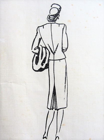 1940s CHIC Suit Pattern VOGUE Couturier Design 332 Eye Catching Style Fitted Jacket, Slim Skirt Has Flirty Godet Back Pleat, Bust 30 Vintage Sewing Pattern