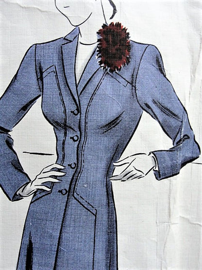1930s STYLISH Coat Pattern VOGUE Couturier Design 372 Flattering Fitted Single Beasted Coat With Shaped Sections Bust 34 Vintage Sewing Pattern
