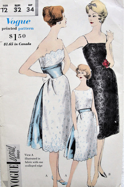 1960s STUNNING Strapless Cocktail Evening Party Dress Pattern VOGUE Special Design 4113 Figure Flattering Style Includes Bolero Jacket Bust 32 Vintage Sewing Pattern