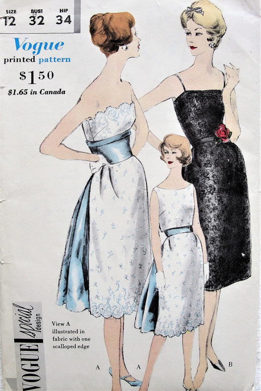 1960s STUNNING Strapless Cocktail Evening Party Dress Pattern VOGUE Special Design 4113 Figure Flattering Style Includes Bolero Jacket Bust 32 Vintage Sewing Pattern