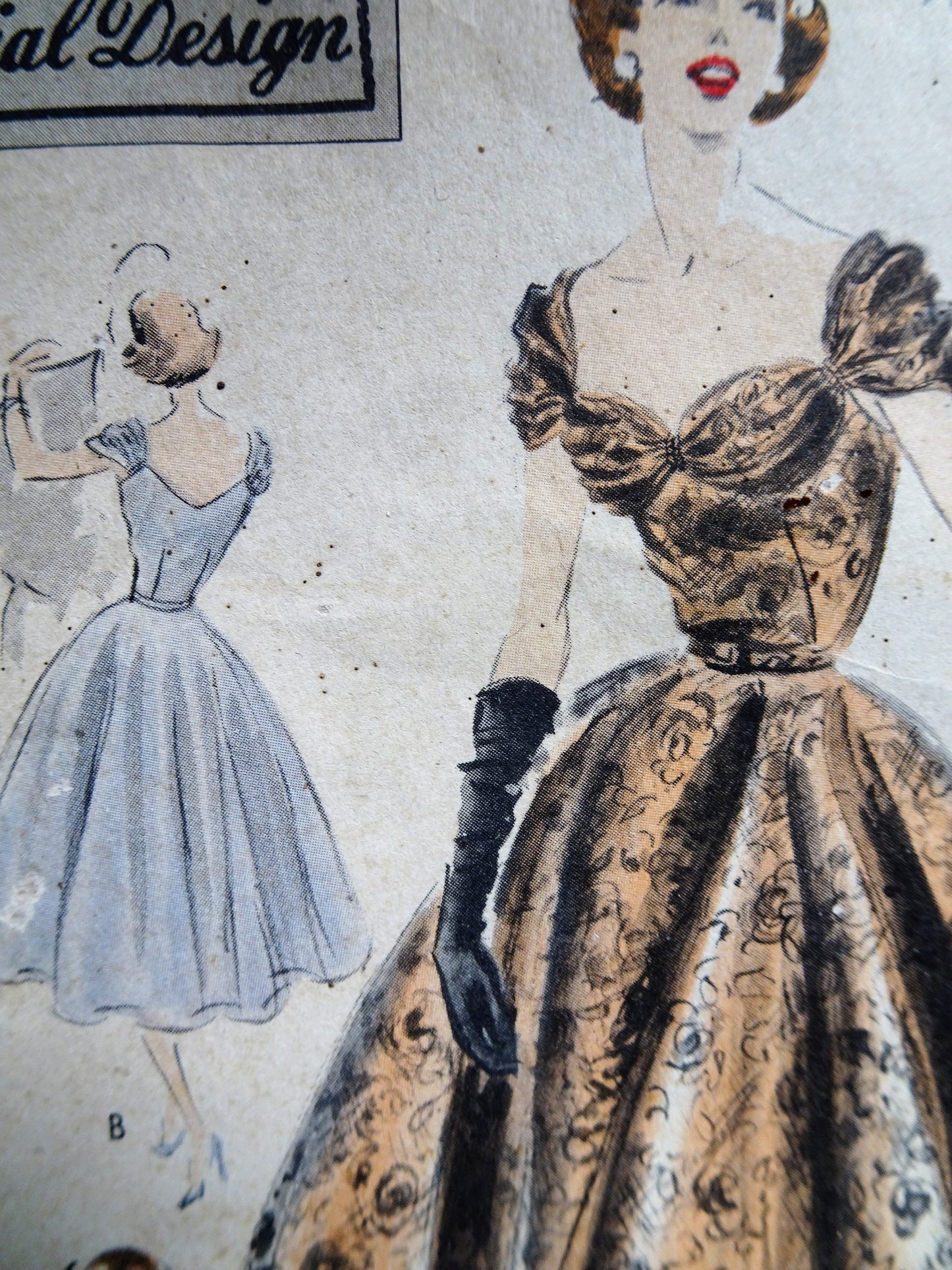 1950s GLAMOROUS Evening Party Dress Pattern VOGUE Special Design 4264 Beautiful Draped Neckline Full Skirted Dress Bust 32 Vintage Sewing pattern