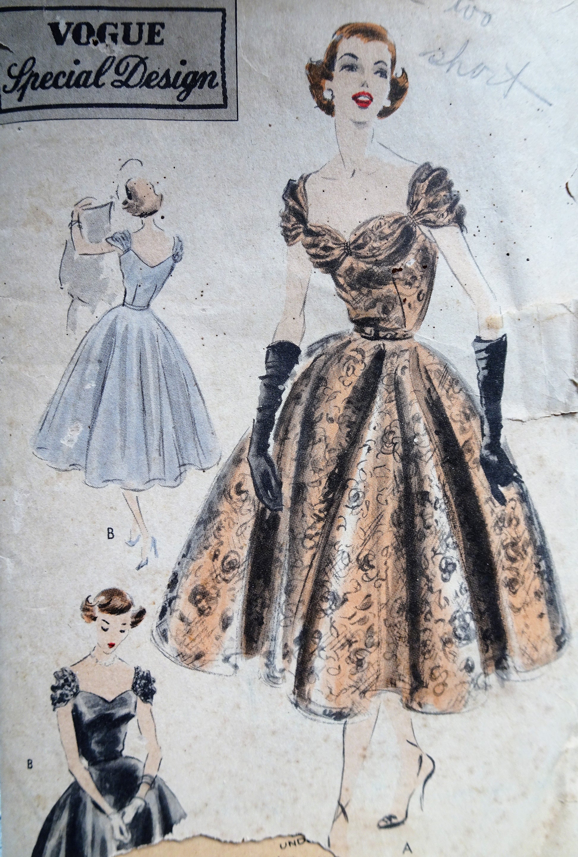 1950s GLAMOROUS Evening Party Dress Pattern VOGUE Special Design 4264 – So Vintage Patterns