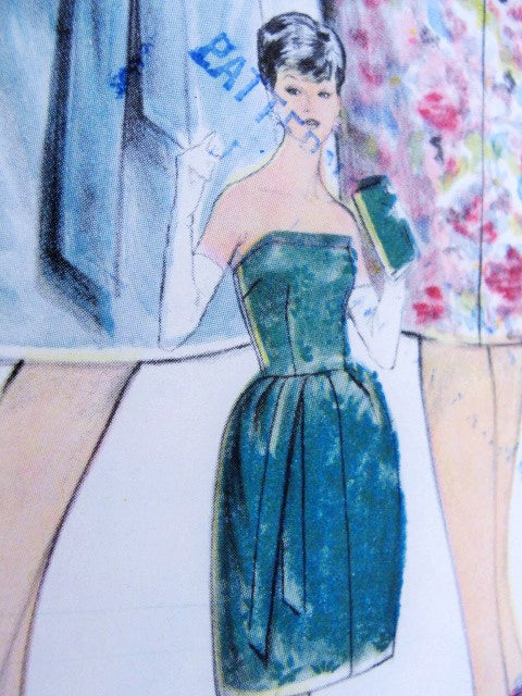 1960s BEAUTIFUL Strapless Cocktail Party Dress and Two Overblouse Styles Pattern VOGUE SPECIAL DESIGN 4277 Bust 34 Vintage Sewing Pattern