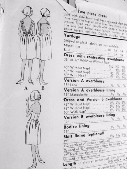 1960s BEAUTIFUL Strapless Cocktail Party Dress and Two Overblouse Styles Pattern VOGUE SPECIAL DESIGN 4277 Bust 34 Vintage Sewing Pattern